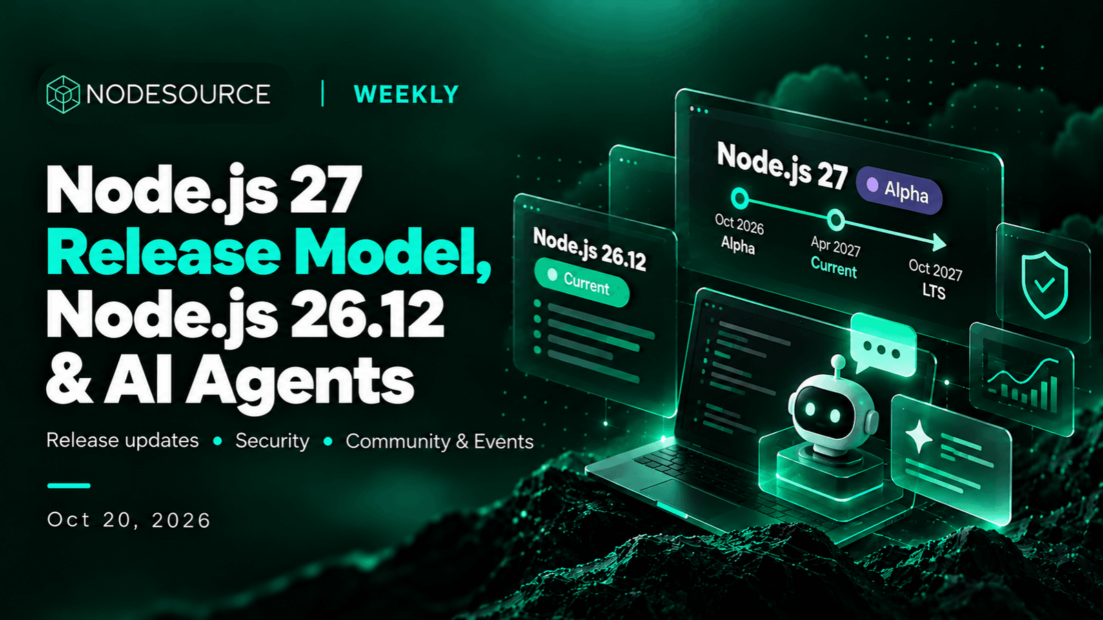 nodesource-weekly-oct-20-2026-nodejs-27-release-model-nodejs-26-12-ai-agents